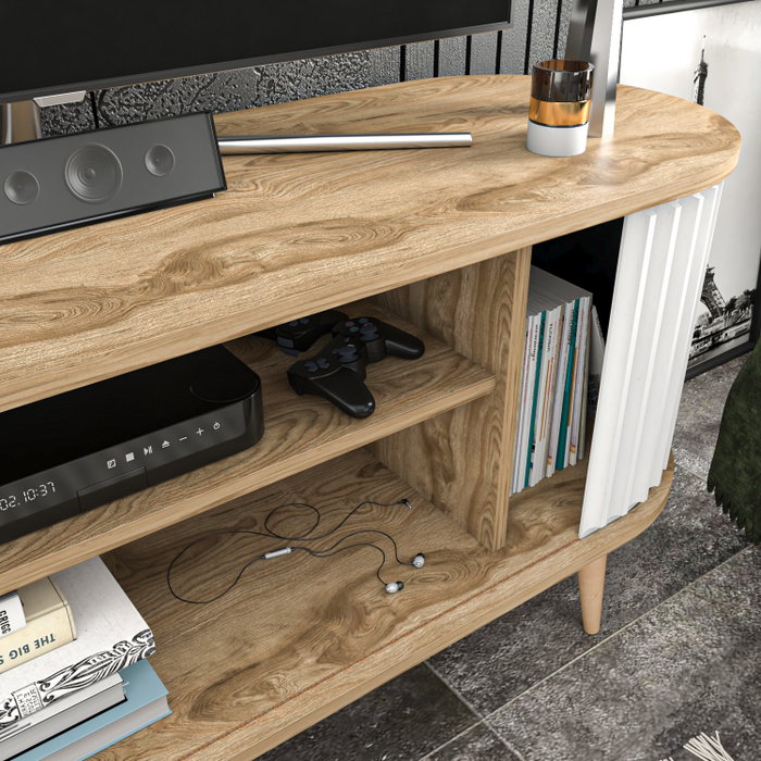 Hanah Home Soporte de TV Roble Oud y Blanco